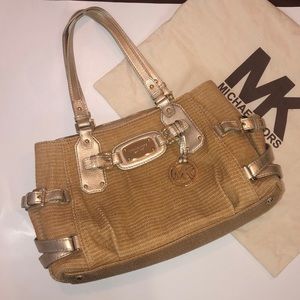 Michael Kors Rattan and Gold Purse